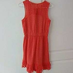 Peter Som coral eyelet dress
